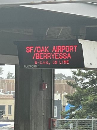 I was at the Daly City BART station last week heading to SFO and took this picture of the North bound trains heading toward the East Bay. IMO, if a person not familiar with the area saw this, they would jump on the train heading in the wrong direction if they wanted to go to SFO.