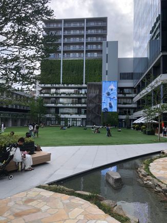 Artificial turf-lined plaza behind the RC building