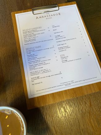 Breakfast menu