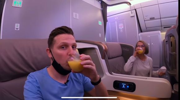 Screenshot of josh Cahill flying with his mum 