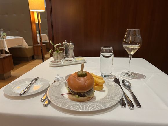 Concorde burger in the dining room 