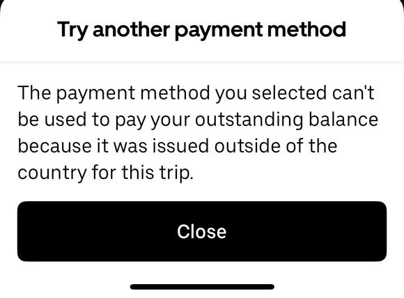 Uber payment fail screenshot