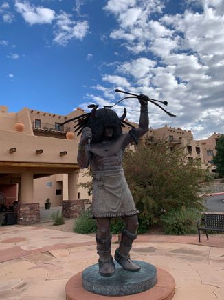 Statue in front of the hotel entrance