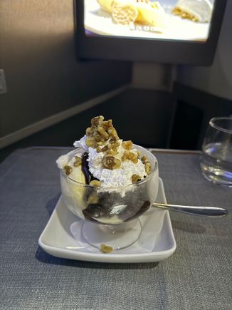 I always look forward to the sundae. This was the worst I've had because it arrived rock hard and it was minutes before I could even get one spoonful. It was so cold the hot fudge cooled. Once it finally softened, the taste was good. Definitely still worth indulging.