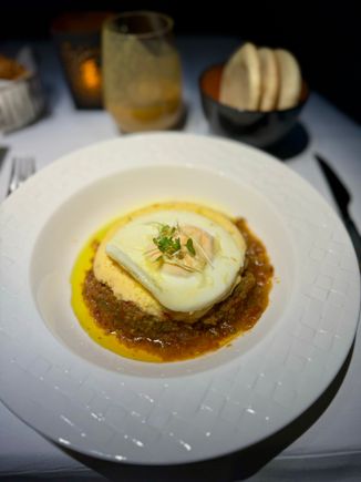 Breakfast - Qatari egg shakshuka - another 10/10 dish, highly recommended over the boring bland omelette, slightly spicy but very tasty