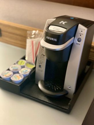 Fridge and coffee station 