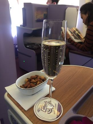 Veuve Cliqout and mixed nuts