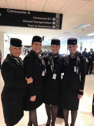 Outbound flight crew (flight was captained by a woman).