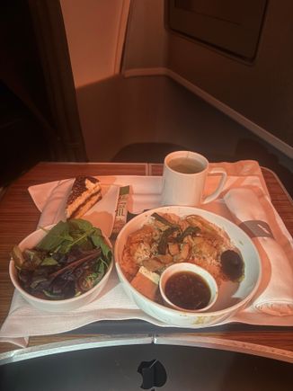 Pre arrival flight meal: Chicken Don; does the trick better than any domestic meal….wish they offered this as a domestic option too!