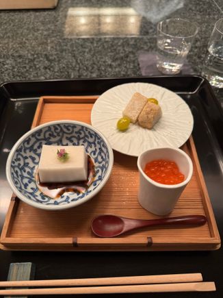 Trio of their Japanese appetizer; they are famous for their tofu