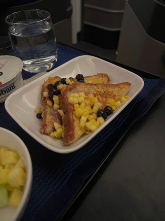 My husband got the french toast and said it was "fine." He's not really a french toast person, but even less of a congee person and didn't eat any snacks between the meals.
