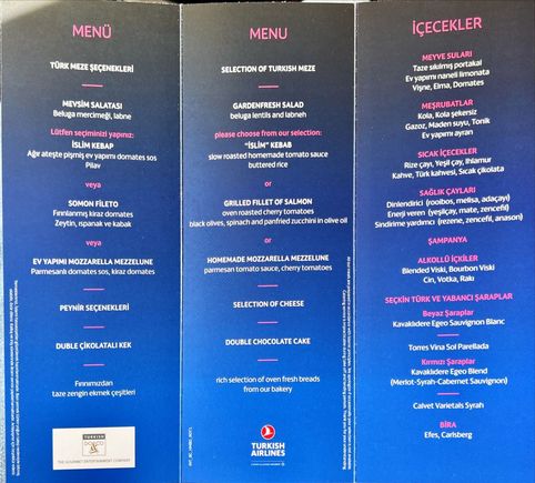 Short haul menu 
