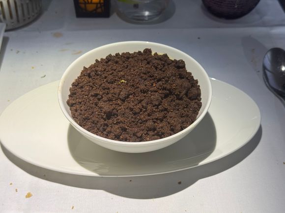 Very good tiramisu (apologies for the messy tablecloth)