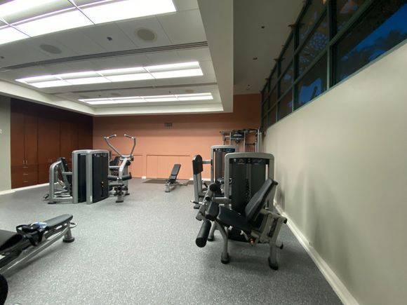 Weight area of gym especially feels like an add on. Wouldn’t take much to spruce it up and add a few more machines. Free weights (not shown) only go up to 50 lbs.