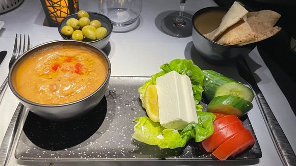 Traditional Arabic Breakfast with Pita Bread