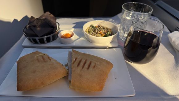 The turkey and truffle cheese panini in the pre-arrival second service.