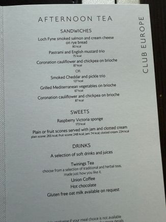 Afternoon tea but there was no tea or coffee as the machine in the galley wasn’t working. Also no working wifi. 