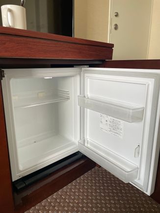 Mini fridge and coffee station
