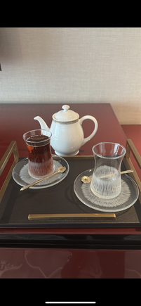 Closer look at the welcome tea service