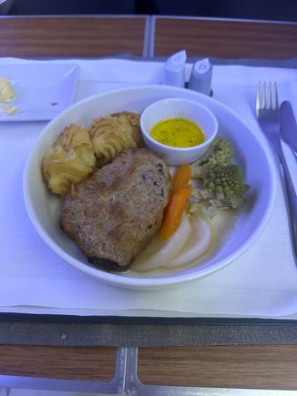 Beef. In the oven a few minutes too long, but would order again. 