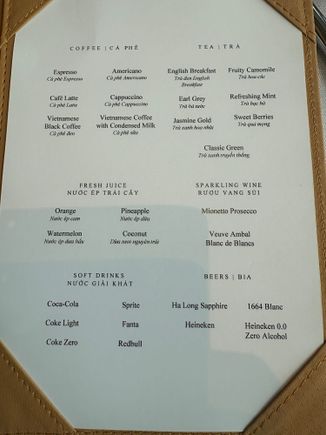 Lunch drink menu