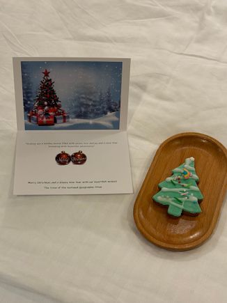 Cookie on your bed from evening turndown service