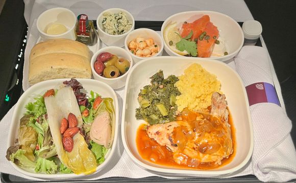 Dinner served all at once in a tray.