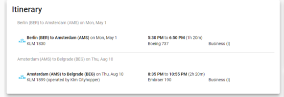 I class availability on both flights
