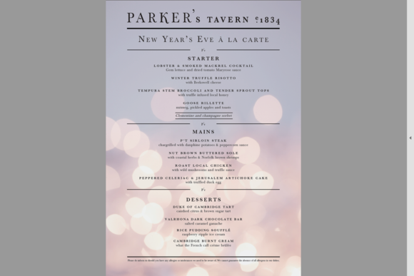 NYE Menu