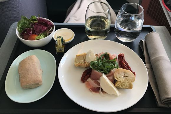 Antipasti tasty, salad average, bread roll dry