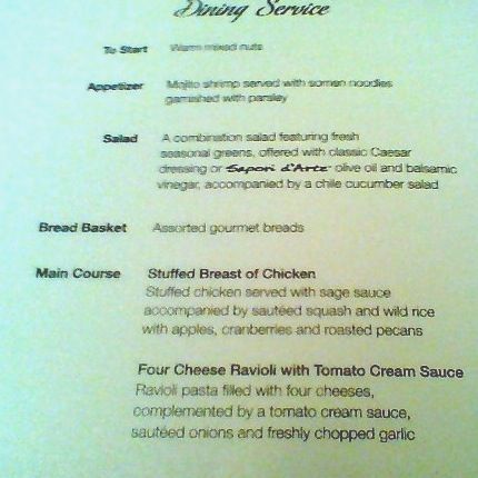 J Dinner Menu JFK-LAX Jan 10 '11