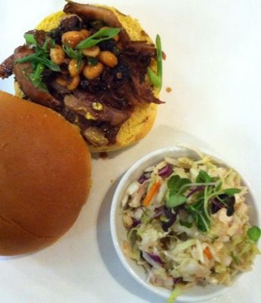Pulled duck sandwich