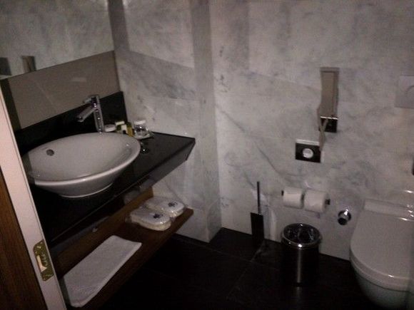 Bathroom just at entry to suite (walk in shower, no tub)