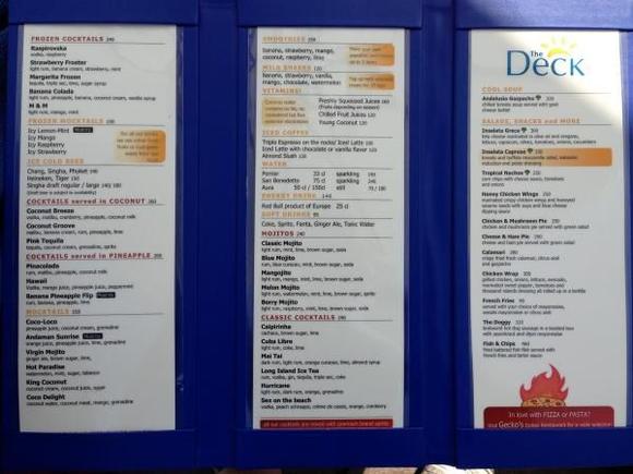 Menu for the Deck
