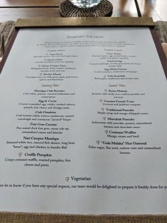 Breakfast a'la carte menu (there is also buffet) 