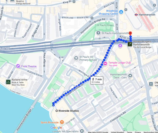 Riverside Studios to Hammersmith station