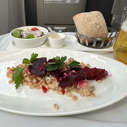 Roasted beetroot salad (quite tasty). 