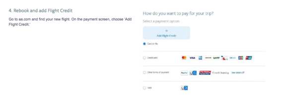 AA instruction on how to use Flight Credit
