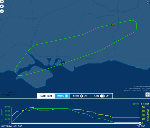 The flightpath of BAW8618