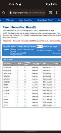 Ask for TK fares, get results