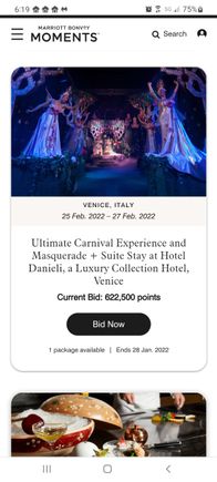 Marriott Moments event is currently accepting bids.