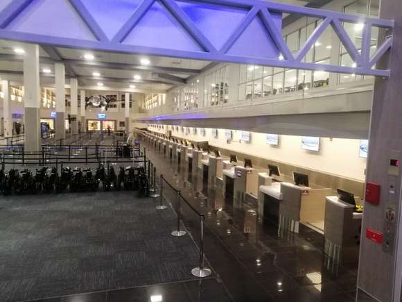 I'm not sure why I decided to take this picture of the empty check-in counters at midnight, but since I did, you guys get to see it.