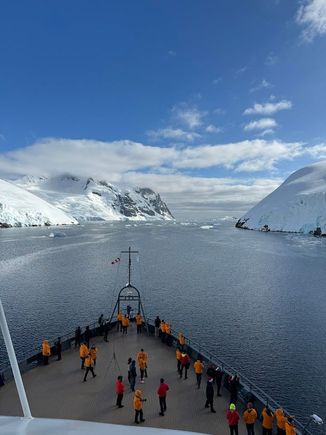 View from Bow Lounge on Seabourn Venture in Antarctica