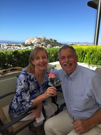We ate breakfast at the Grand Bretagne dining patio.  The view of the Parthenon is in the background.