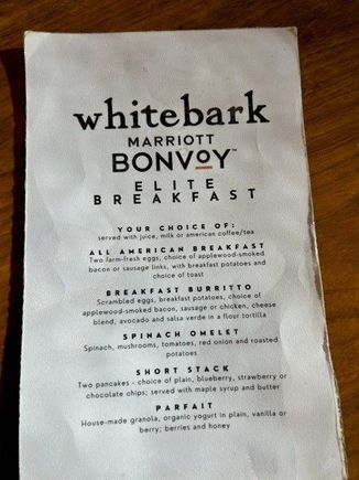 Elite Breakfast Menu Choices