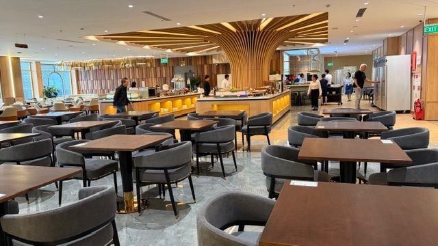 Seating and buffet area