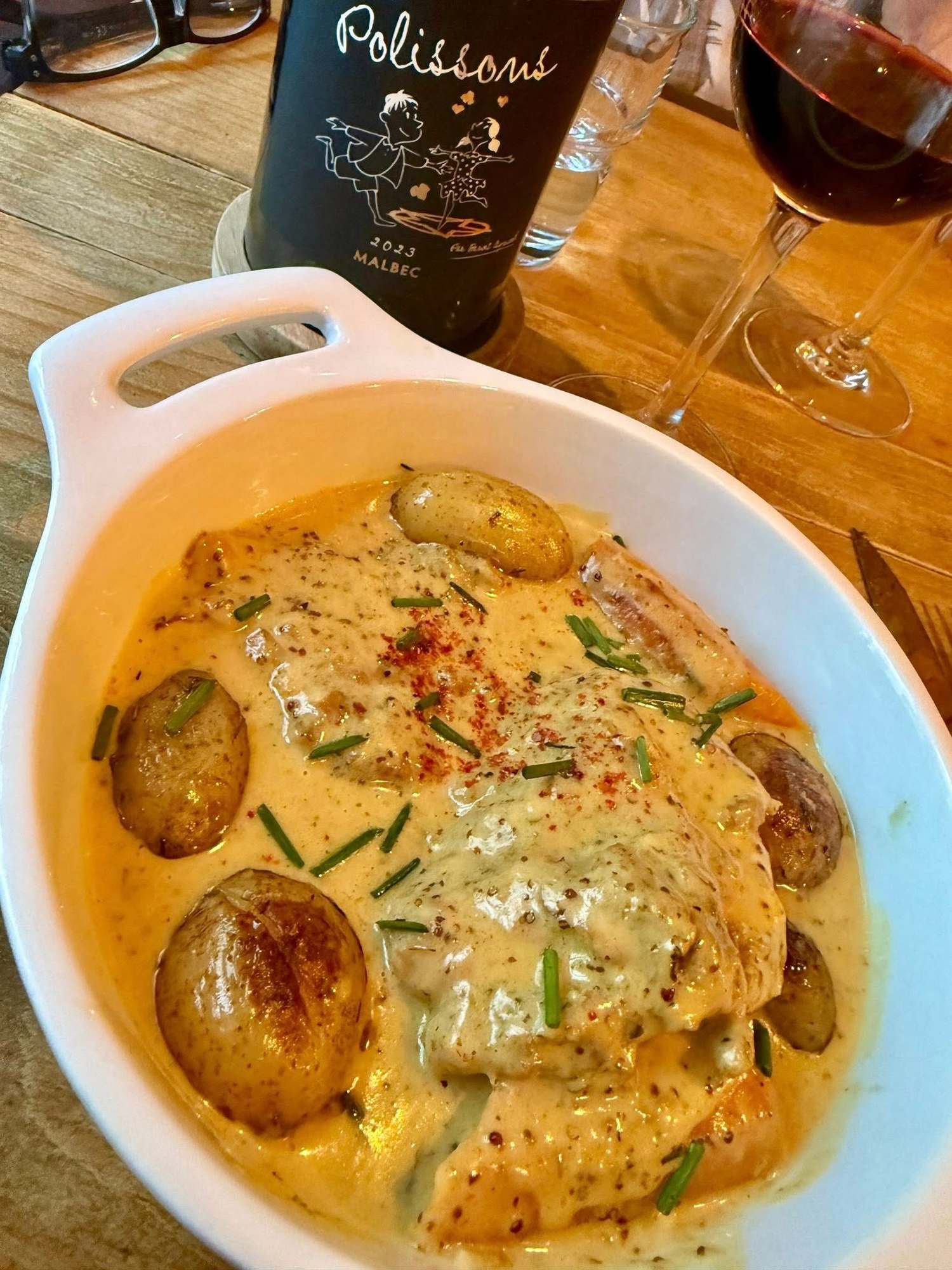 Fricass�e de poulet � la moutarde; a “black wine” of Cahors