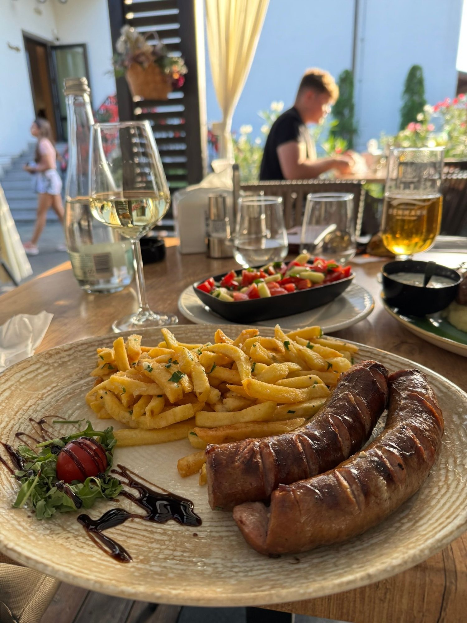 Dinner at the hotel's restaurant - I ordered sausages with fries and a salad.