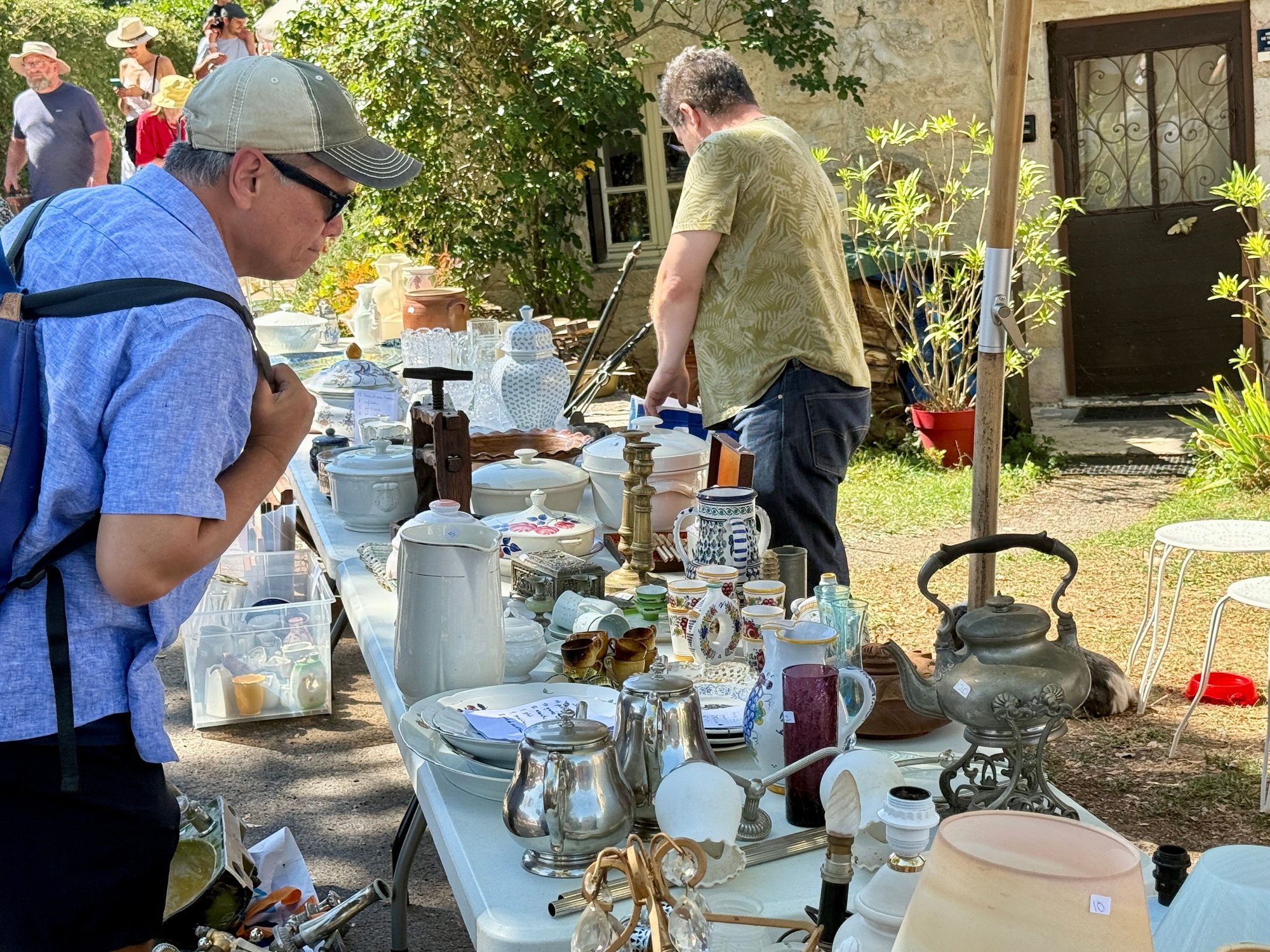 Looking over one of the many hundreds of tables set up