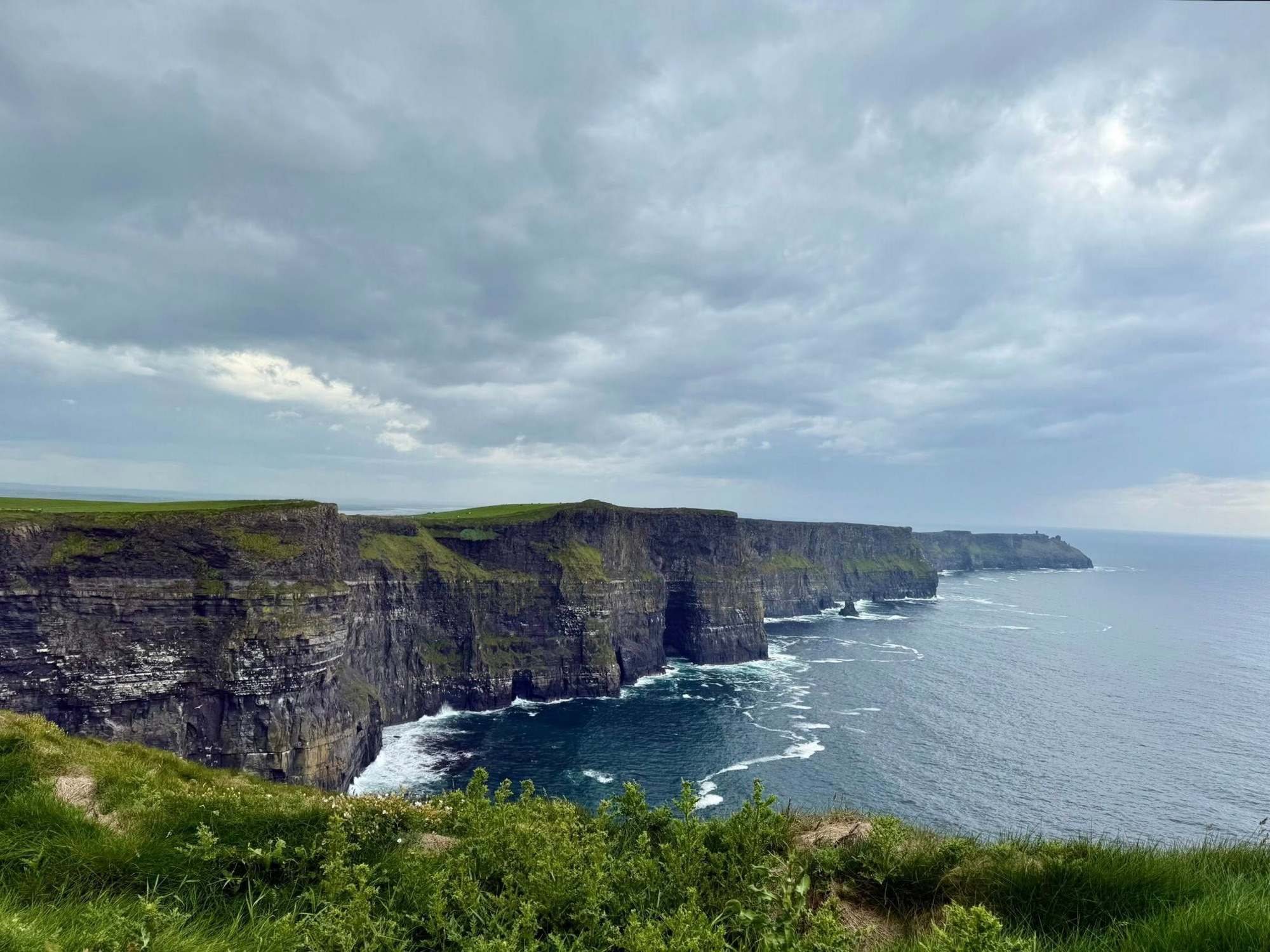 Slightly overcast at the Cliffs of Moher